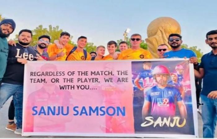 FIFA World Cup में छाए संजू सैमसन, फैन ने कतर में लहराया पोस्टर