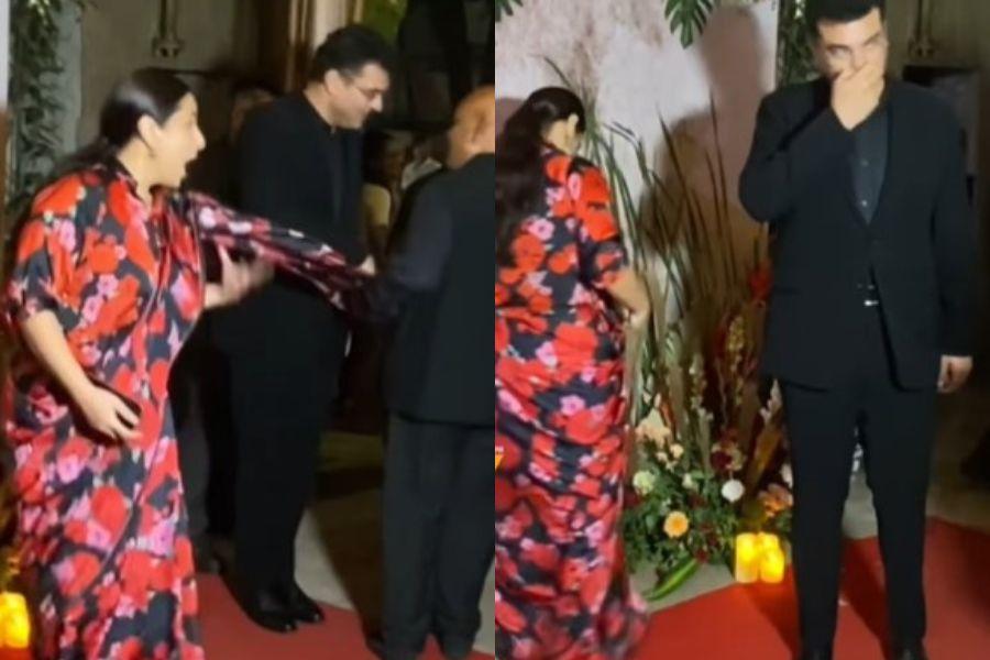 पार्टी में असहज होते-होते बचीं विद्या बालन:सामने से गुजरते शख्स के हाथ में फंसी साड़ी