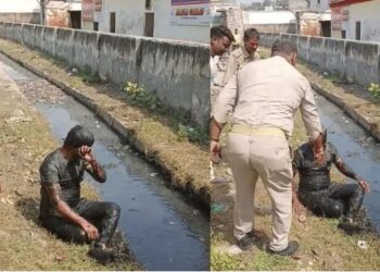 हाथरस कोतवाली के सामने युवक ने खुद को लगाई आग, फिर नाले में कूदा